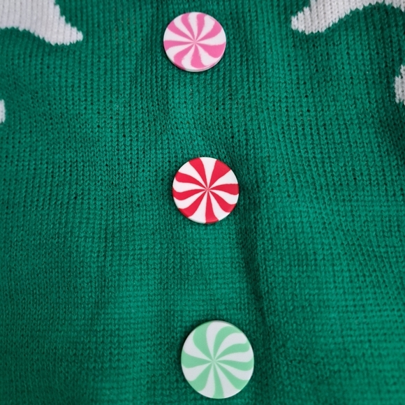BORN FAMOUS Christmas Holiday fun long sleeve dress pom poms candy canes JNR LG - Picture 7 of 8